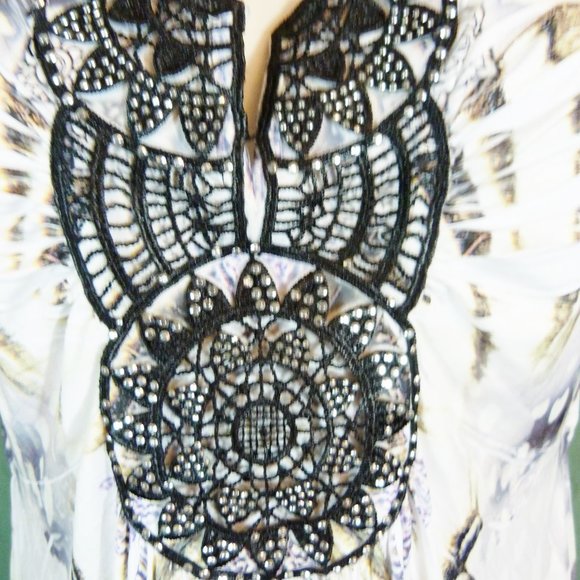 Apt 9 Dress Sz Small Geometric V Neck Beaded Midi - Picture 5 of 12